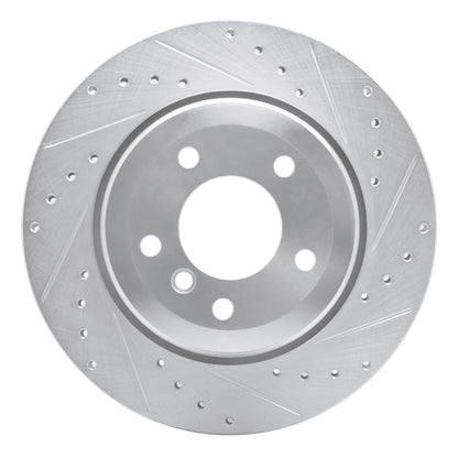 R1 Concepts R1 04-10 BMW 528I Rear Right Drilled & Slotted Silver Brake Rotor