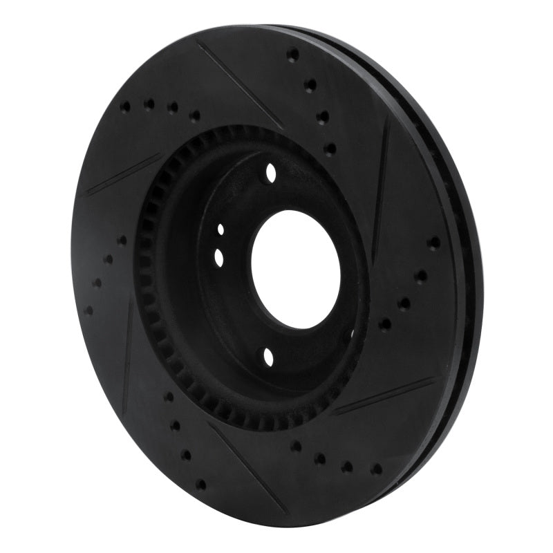 R1 Concepts R1 03-13 Hyundai Tucson Front Left Drilled & Slotted Black Brake Rotor