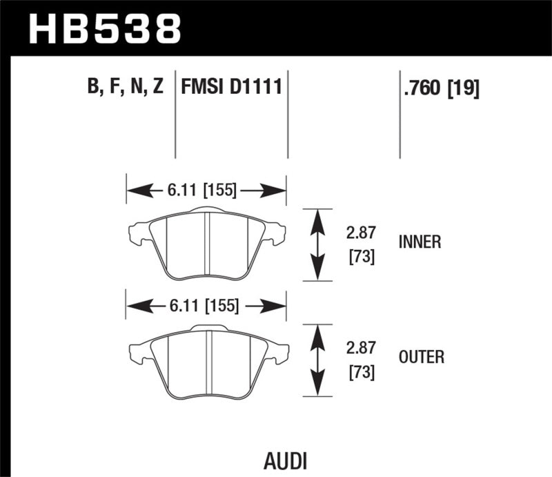 Hawk Performance Hawk 2009-2009 Audi A4 Cabriolet HPS 5.0 Front Brake Pads