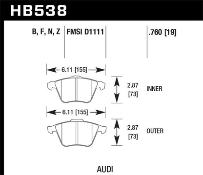 Hawk Performance Hawk 2009-2009 Audi A4 Cabriolet HPS 5.0 Front Brake Pads
