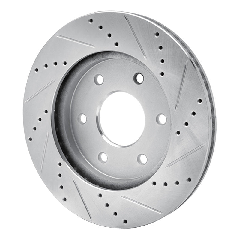 R1 Concepts R1 04-05 Infiniti QX56 Front Left Drilled & Slotted Silver Brake Rotor