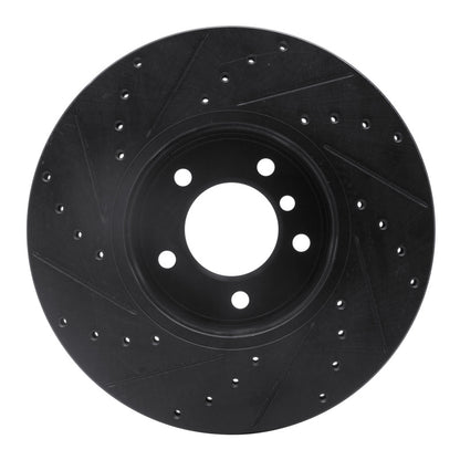 R1 Concepts R1 04-10 BMW 528I xDrive Front Right Drilled & Slotted Black Brake Rotor