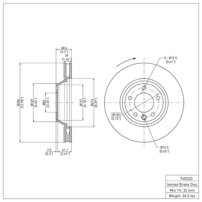 DFC 03-15 Audi Q7 Right Front Brake Rotor