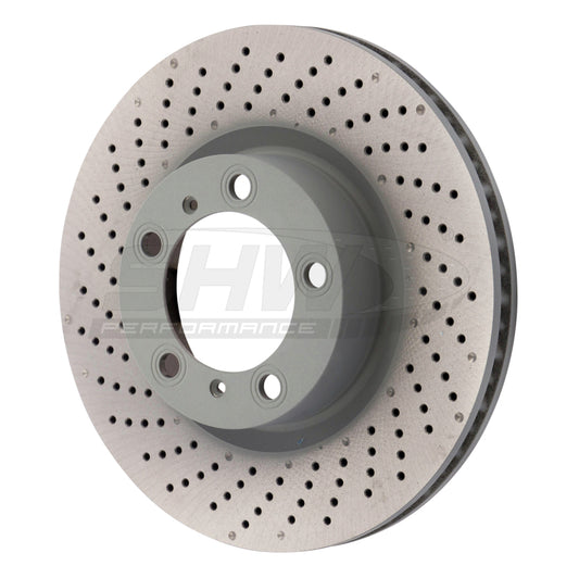 SHW Performance SHW 09-16 Porsche 911 Carrera w/o Ceramic Brake Left Front Drill-Dimp MB Brake Rotor (99735140101)