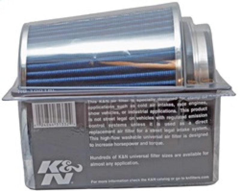 K&N Engineering K&N Universal Air Filter Chrome Round Tapered Blue - 4in Flange ID x 1.125in Flange Length x 5.5in H