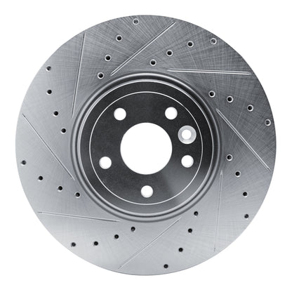 R1 Concepts R1 16-24 Jaguar XF Front Left Drilled & Slotted Silver Brake Rotor