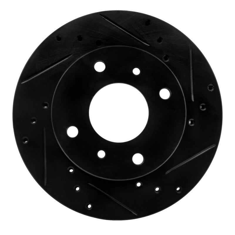 R1 Concepts R1 85-89 Nissan STANZA Front Right Drilled & Slotted Black Brake Rotor