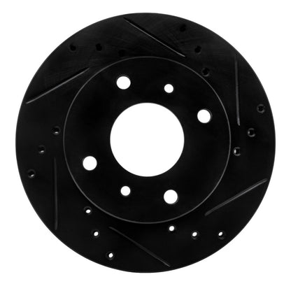 R1 Concepts R1 85-89 Nissan STANZA Front Right Drilled & Slotted Black Brake Rotor