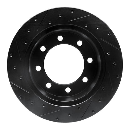 R1 Concepts R1 99-07 Ford E-150 Econoline Rear Right Drilled & Slotted Black Brake Rotor