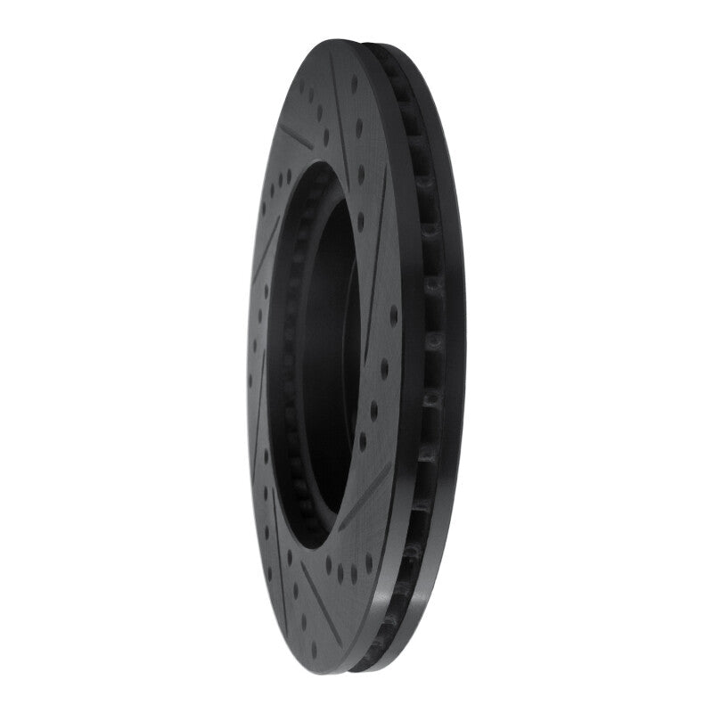 R1 Concepts R1 07-14 Nissan Sentra Front Left Drilled & Slotted Black Brake Rotor