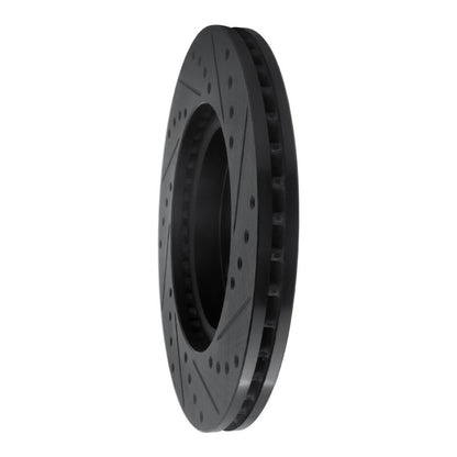 R1 Concepts R1 07-14 Nissan Sentra Front Left Drilled & Slotted Black Brake Rotor