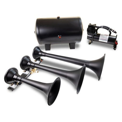 Kleinn Air Horns Kleinn Triple Black Horn Kit w/ 150 PSI Waterproof 5.0 gal Air Tank