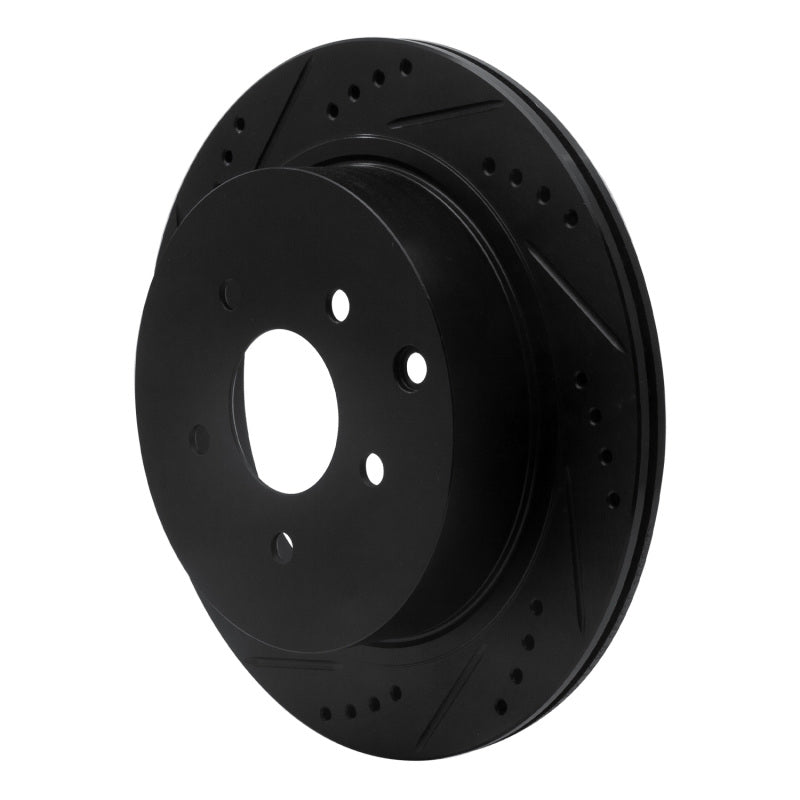 R1 Concepts R1 2003-2024 Infiniti M37 Rear Left Drilled & Slotted Black Brake Rotor