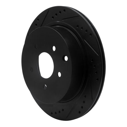R1 Concepts R1 2003-2024 Infiniti M37 Rear Left Drilled & Slotted Black Brake Rotor