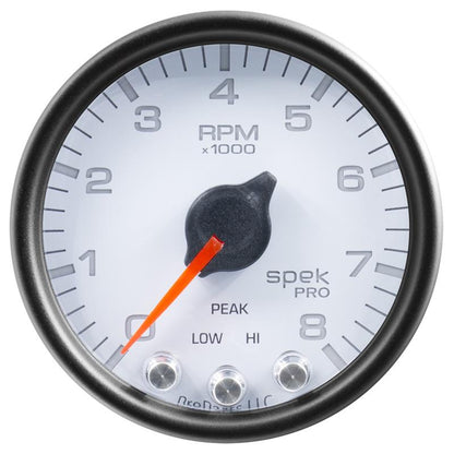 Autometer Spek-Pro Gauge Oil Press 2 1/16in 120psi Stepper Motor W/Peak & Warn Wht/Blk