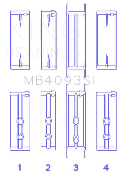 King Engine Bearings Chevrolet/Jeep 173Ci 2.8L (Size +0.75mm) Main Bearing Set