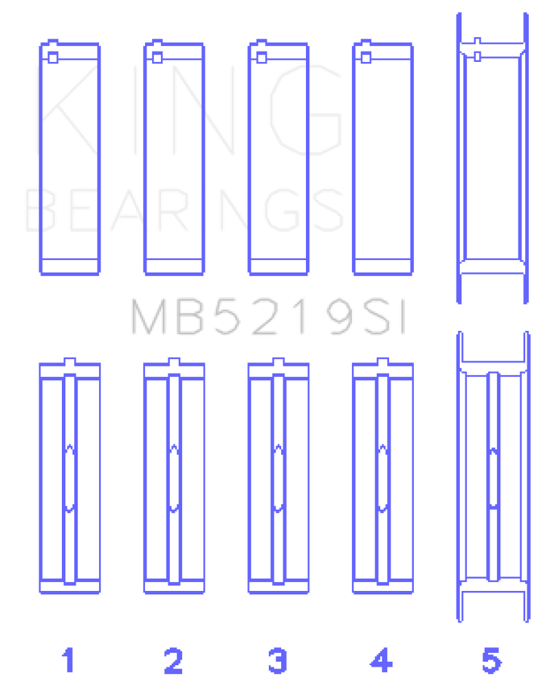 King Engine Bearings King 91-92 281CI 4.6L V8 Romeo with Cast Iron Block SOHC 16 Valves (Size +0.5) Main Bearing Set