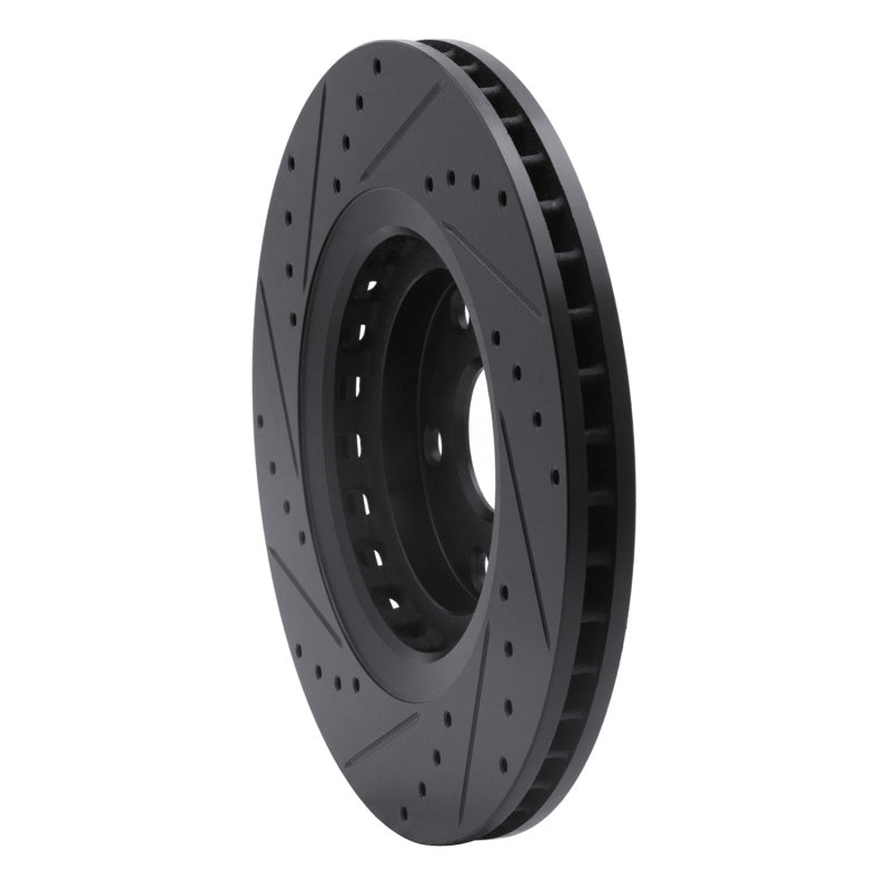 R1 Concepts R1 08-21 Lexus RX350 Front Right Drilled & Slotted Black Brake Rotor