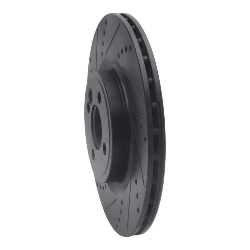 R1 Concepts R1 09-14 Mini Cooper (Excl Clubman) Front Left Drilled & Slotted Black Brake Rotor