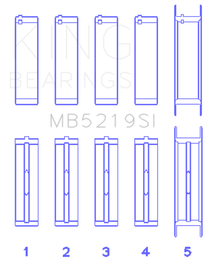 King Engine Bearings King 91-92 281CI 4.6L V8 Romeo with Cast Iron Block SOHC 16 Valves (Size +0.25) Main Bearing Set
