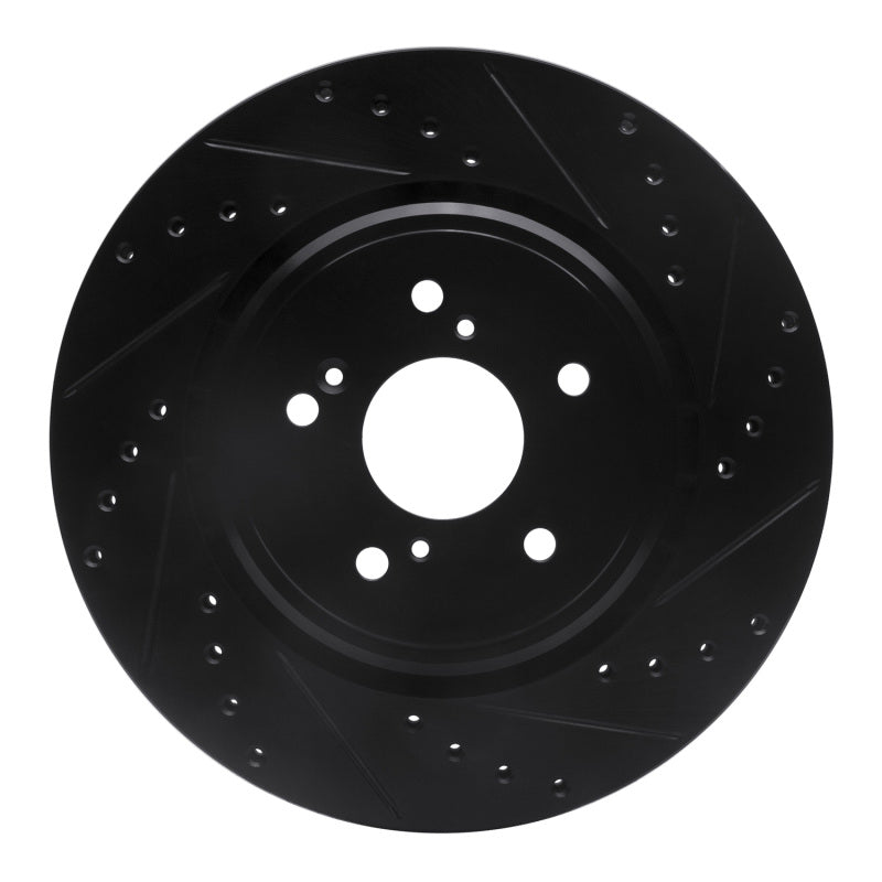 R1 Concepts R1 14-20 Acura MDX Front Right Drilled & Slotted Black Brake Rotor