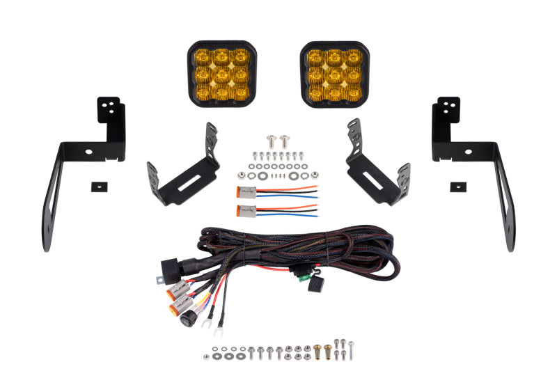 Diode Dynamics 07-18 Jeep JK Wrangler SS5 Bumper LED Pod Light Kit - Sport Yellow Driving
