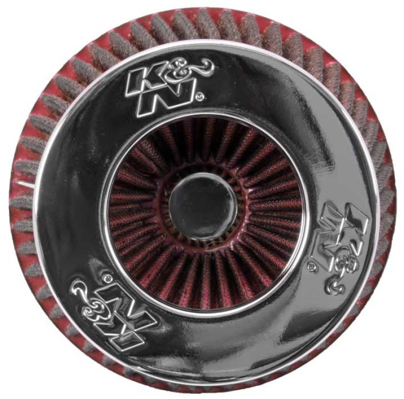 K&N Engineering K&N Universal Air Filter Chrome Round Tapered Red - 4in Flange ID x 1.125in Flange Length x 5.5in H