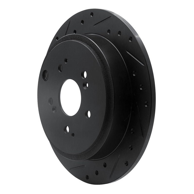 R1 Concepts R1 01-08 Acura MDX Rear Left Drilled & Slotted Black Brake Rotor