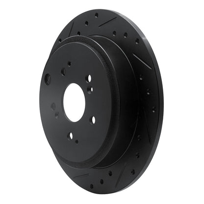 R1 Concepts R1 01-08 Acura MDX Rear Left Drilled & Slotted Black Brake Rotor