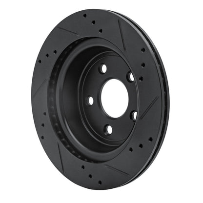 R1 Concepts R1 08-10 Chevrolet Cobalt Rear Left Drilled & Slotted Black Brake Rotor