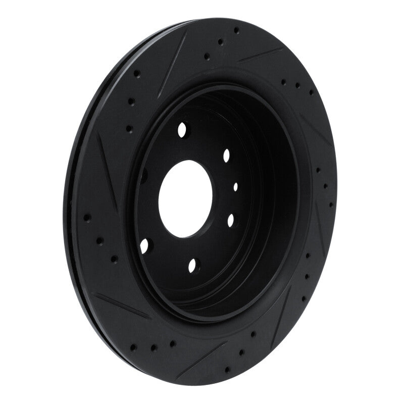 R1 Concepts R1 13-19 Cadillac XTS Rear Right Drilled & Slotted Black Brake Rotor