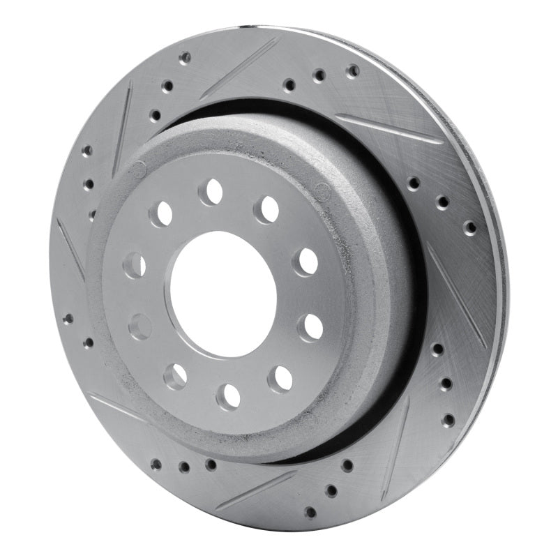 R1 Concepts R1 03-11 Lincoln Town Car Rear Left Drilled & Slotted Silver Brake Rotor