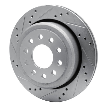 R1 Concepts R1 03-11 Lincoln Town Car Rear Left Drilled & Slotted Silver Brake Rotor