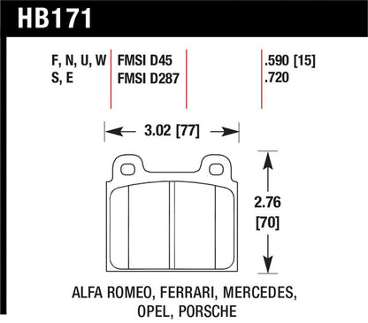 Hawk Performance Hawk 69-77 & 84-89 Porsche 911 Blue 9012 Front Race Brake Pads