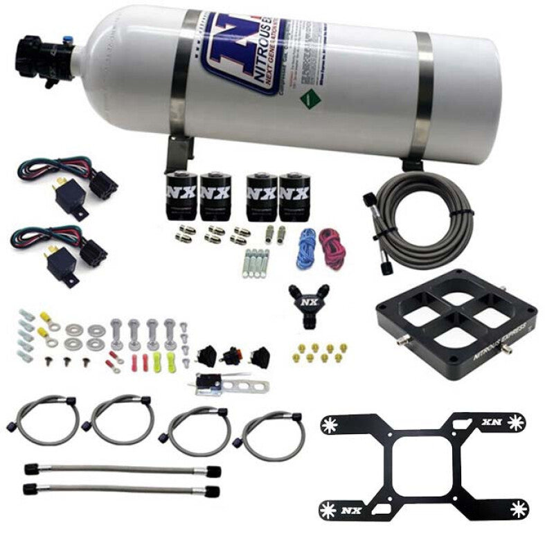 Nitrous Express Dominator Dual Stage Billet Crossbar Nitrous Kit (50-300 & 100-500HP) w/15lb Bottle