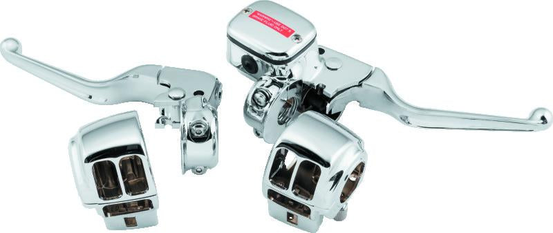 Bikers Choice 96-07 FLH/FLT Chrome Handlebar Control Kit W/O Switches 11/16 Bore W/Audio