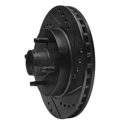 R1 Concepts R1 87-93 Ford Mustang Front Right Drilled & Slotted Black Brake Rotor
