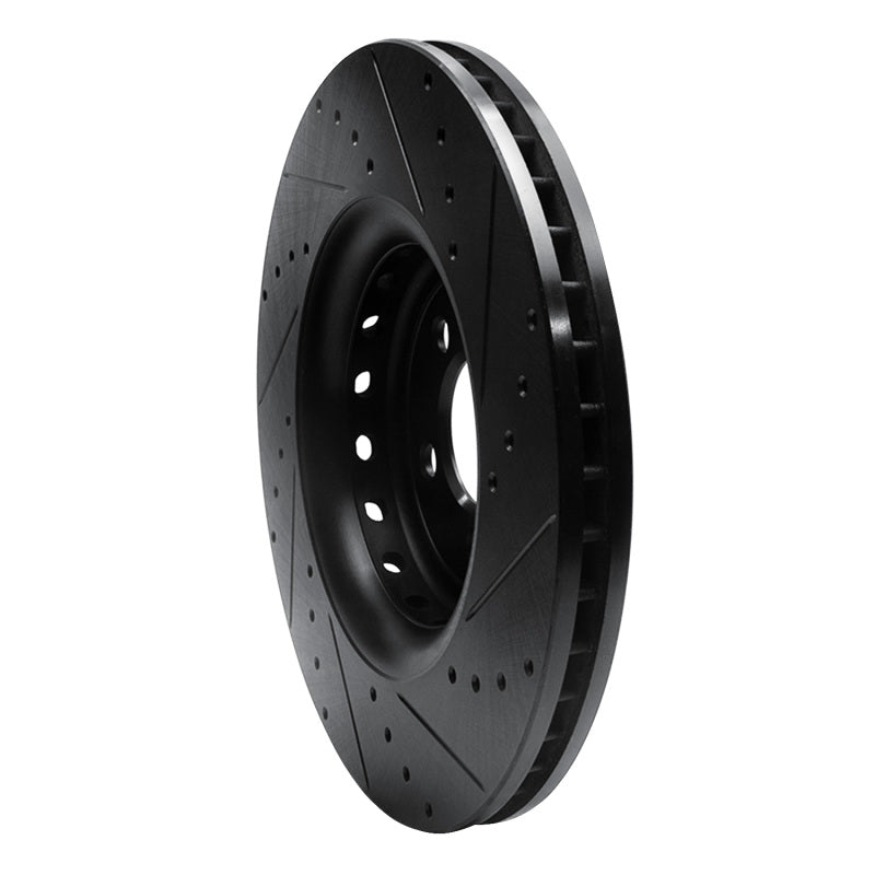 R1 Concepts R1 14-23 Dodge Charger Front Left Drilled & Slotted Black Brake Rotor