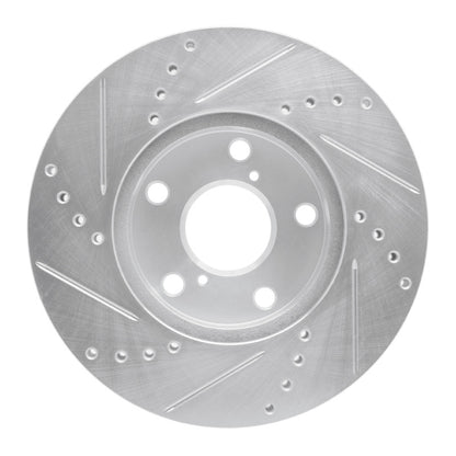 R1 Concepts R1 01-05 Toyota RAV4 Front Right Drilled & Slotted Silver Brake Rotor