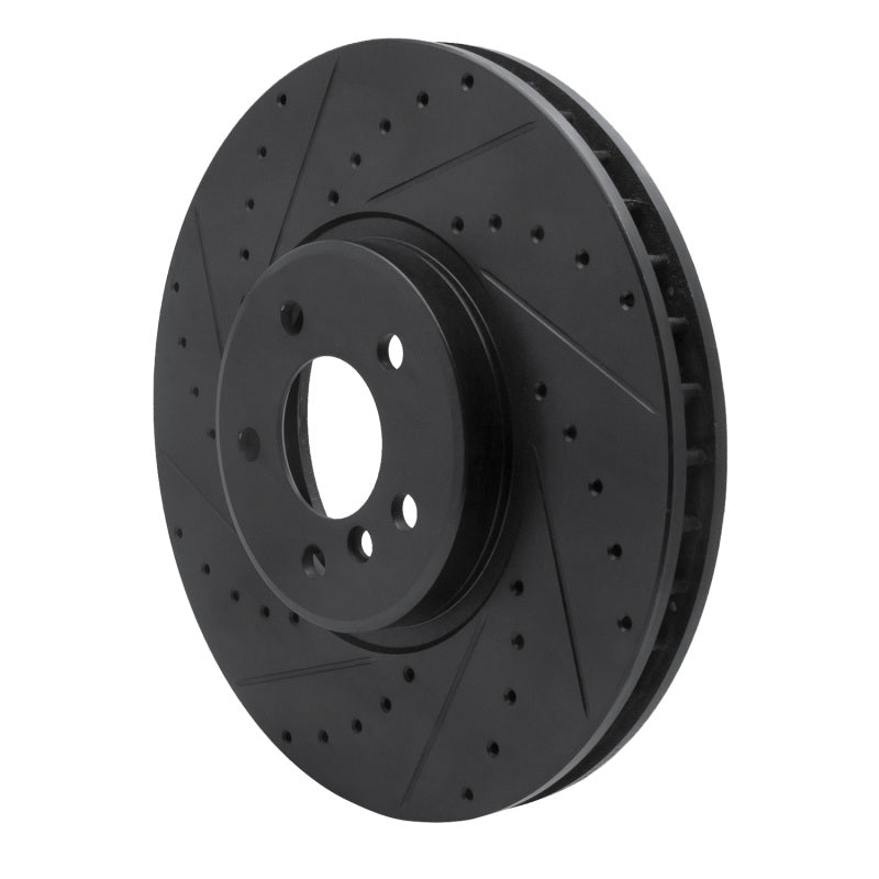 R1 Concepts R1 08-19 BMW X5 Front Left Drilled & Slotted Black Brake Rotor