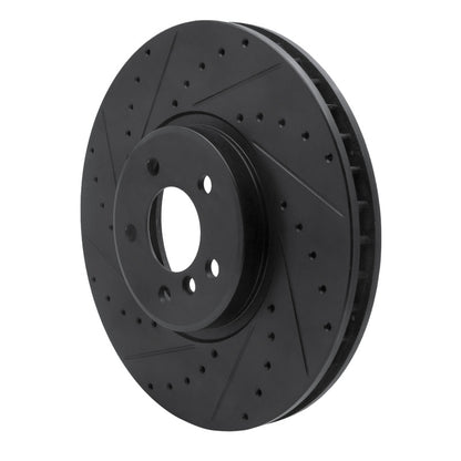 R1 Concepts R1 08-19 BMW X5 Front Left Drilled & Slotted Black Brake Rotor