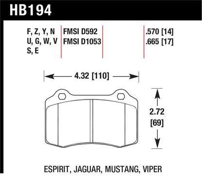 Hawk Performance Hawk 2010 Camaro SS HPS Street Rear Brake Pads