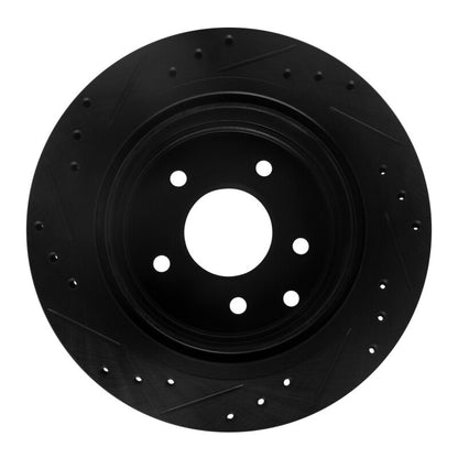 R1 Concepts R1 93-01 Infiniti Q45 Rear Right Drilled & Slotted Black Brake Rotor