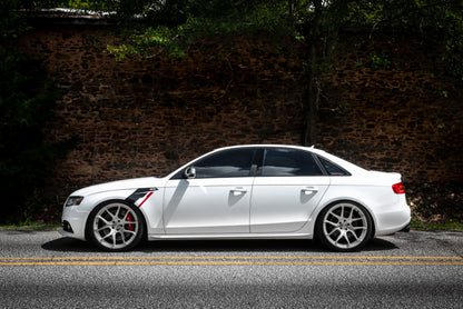 APR Sideburn Stickers - Silver APR/Black Stripe (Pair)