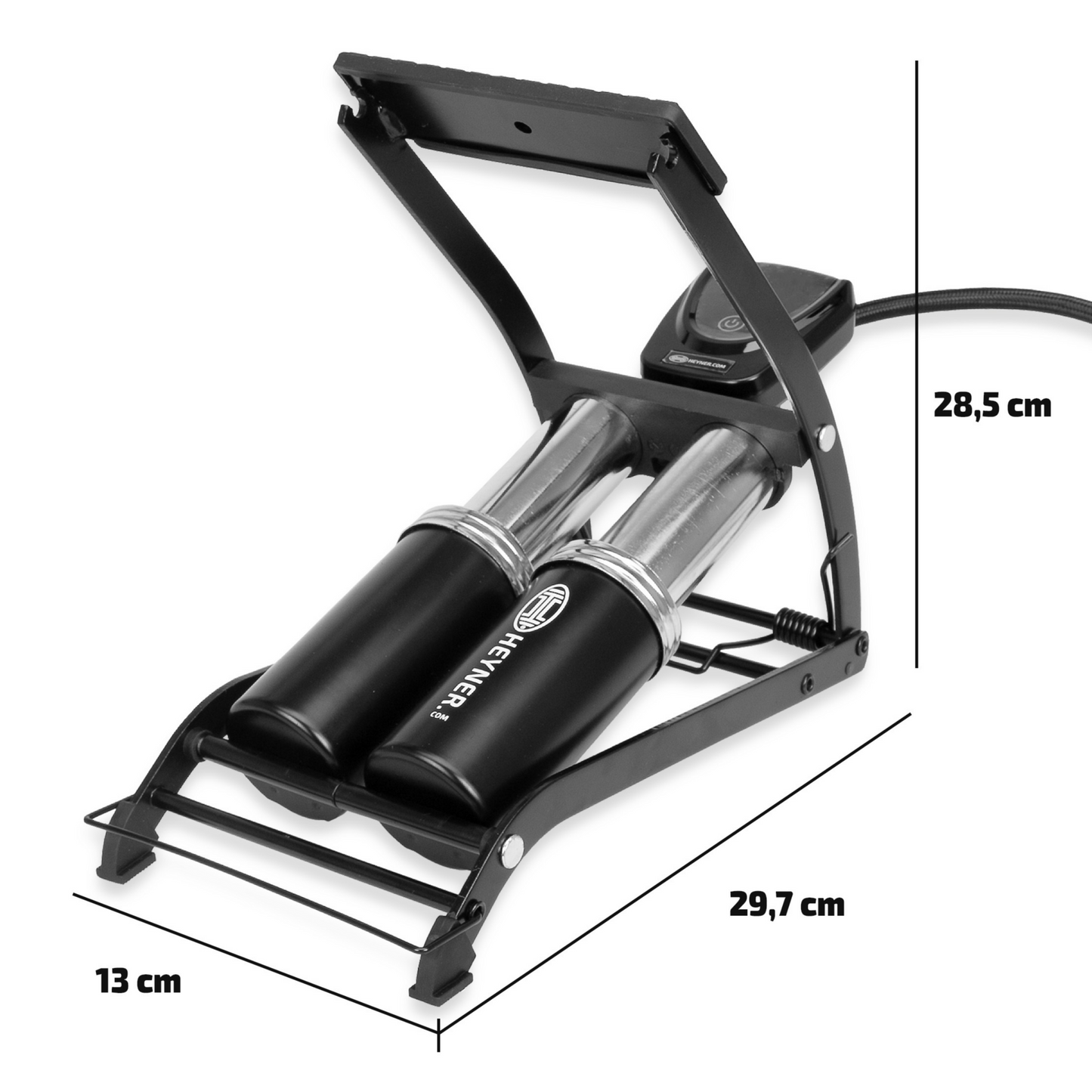 Heyner H225020 Pedalmax Dtech Foot Air Pump Black Edt