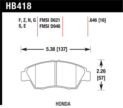 Hawk Performance Hawk 02-06 RSX (non-S) Front / 03-09 Civic Hybrid / 04-05 Civic Si Rear Performance Ceramic Street