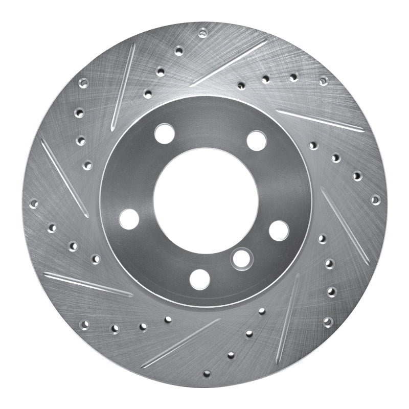 R1 Concepts R1 06-13 BMW 128I Front Left Drilled & Slotted Silver Brake Rotor