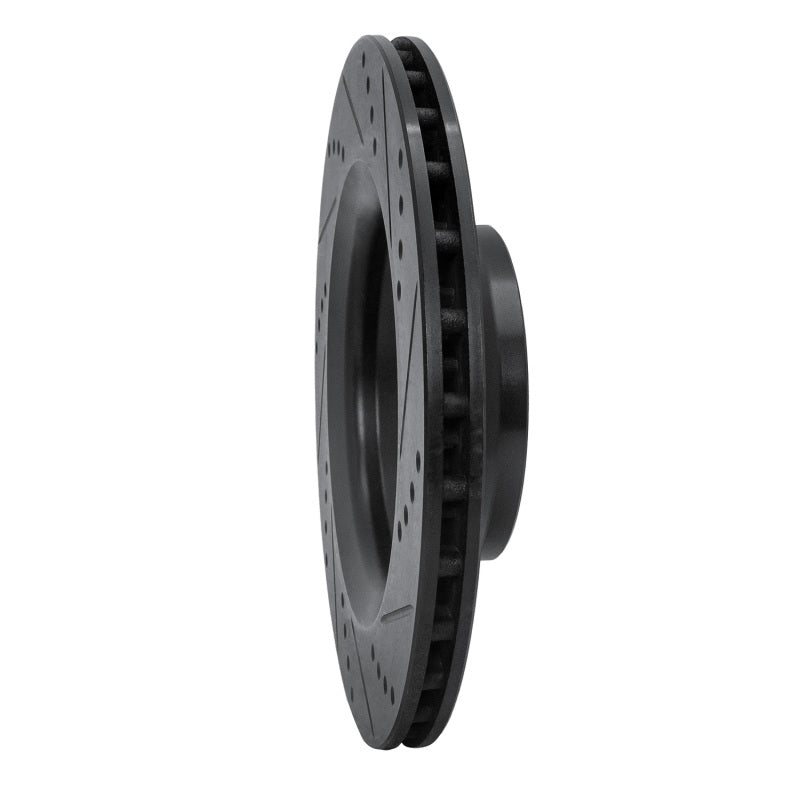 R1 Concepts R1 08-15 Audi TTS Quattro Rear Left Drilled & Slotted Black Brake Rotor