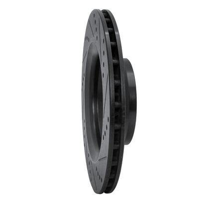 R1 Concepts R1 08-15 Audi TTS Quattro Rear Left Drilled & Slotted Black Brake Rotor