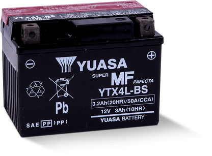 Yuasa Battery Yuasa YTX4L-BS Maintenance Free AGM 12-Volt Battery w/Bottle